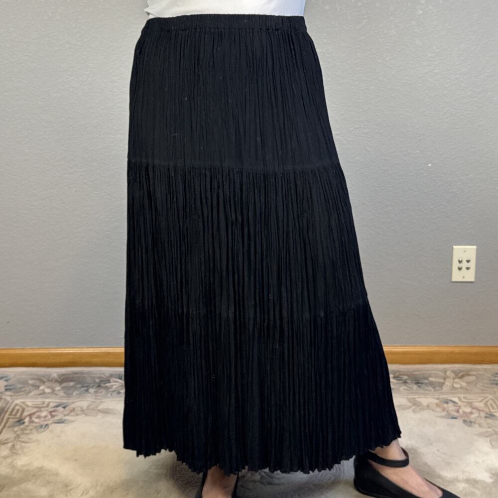 Double D Ranch Tiered Broomstick Praire Cowgirl Boho Maxi Skirt Size XS Black